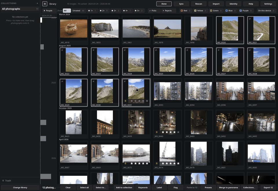 Keywording twelve frames