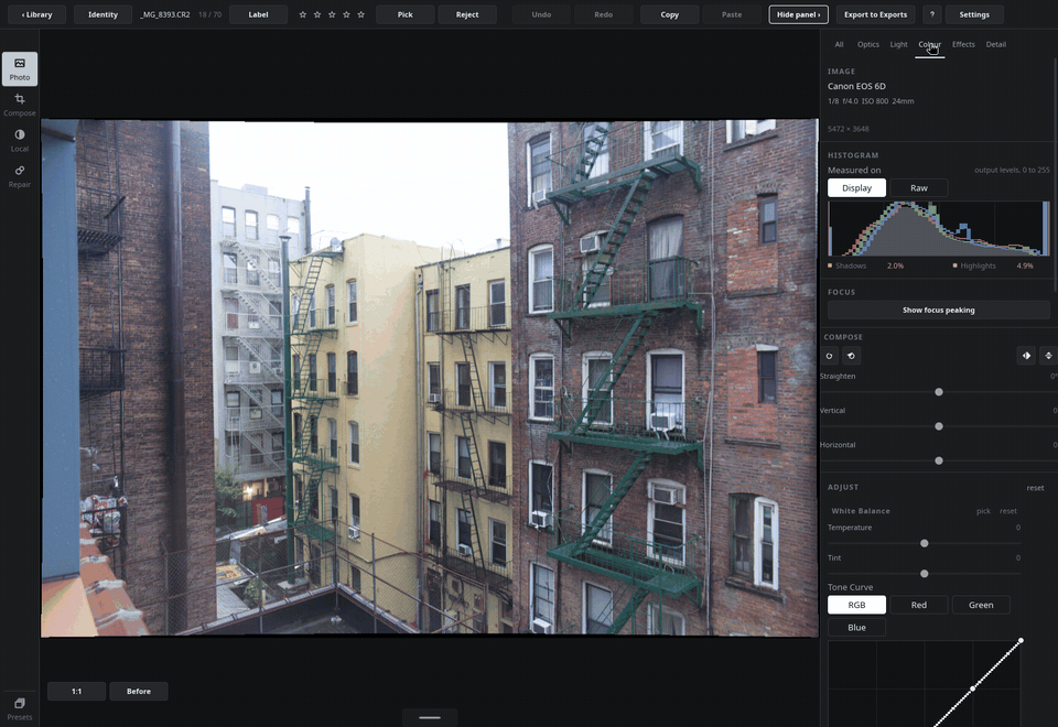 Cooling the frame with the slider, then picking a white air conditioner to set the white balance