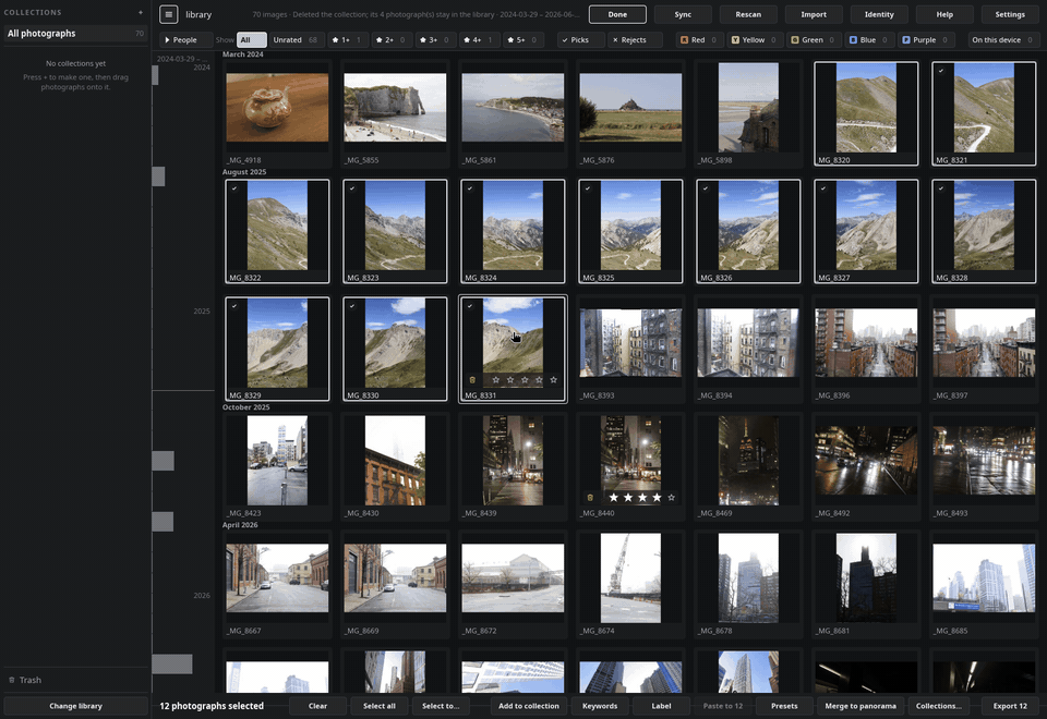 Keywording twelve frames
