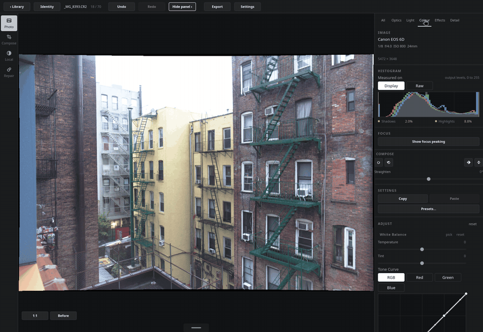 Picking a neutral wall to set the white balance