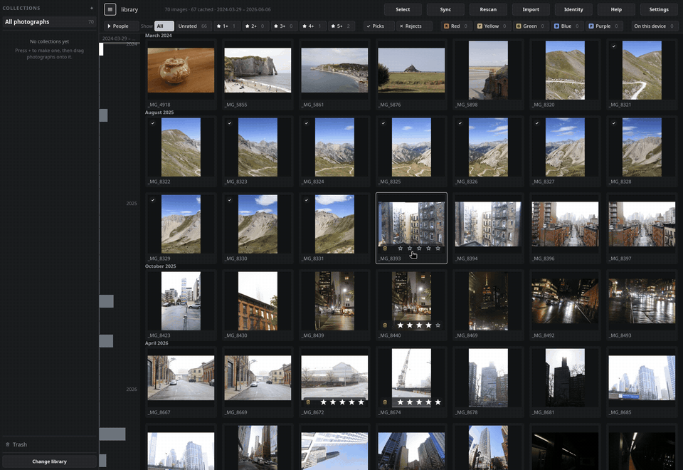 Resizing the thumbnails with Ctrl and the wheel