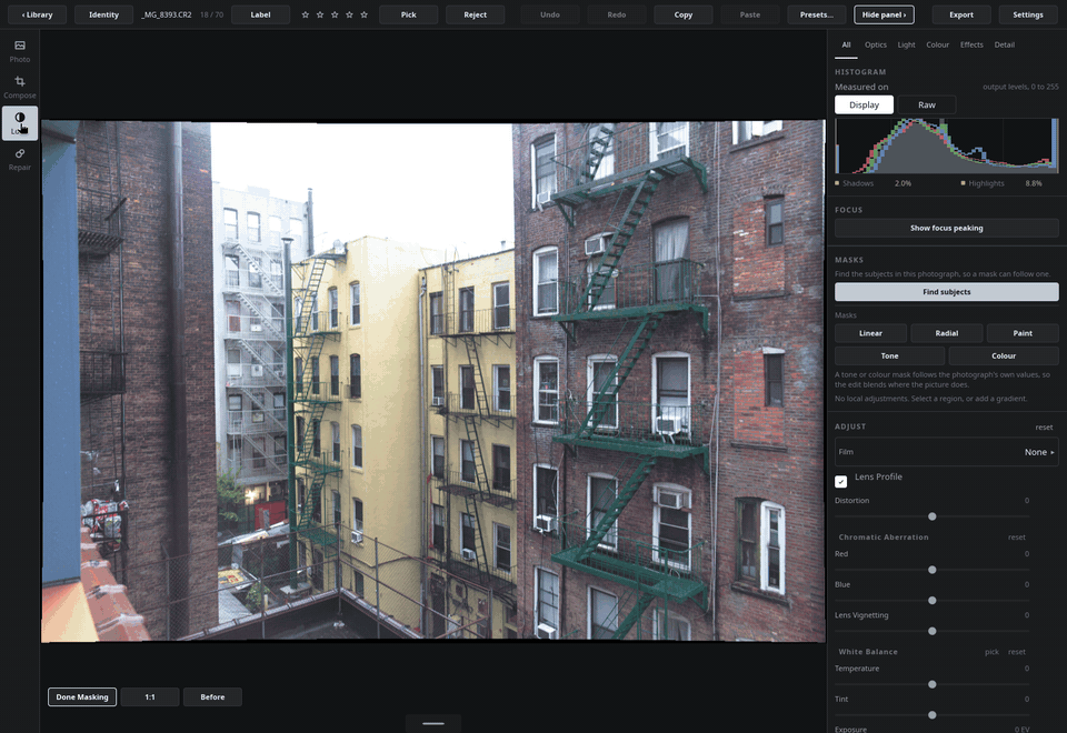 A linear gradient, then Intersect and two painted strokes