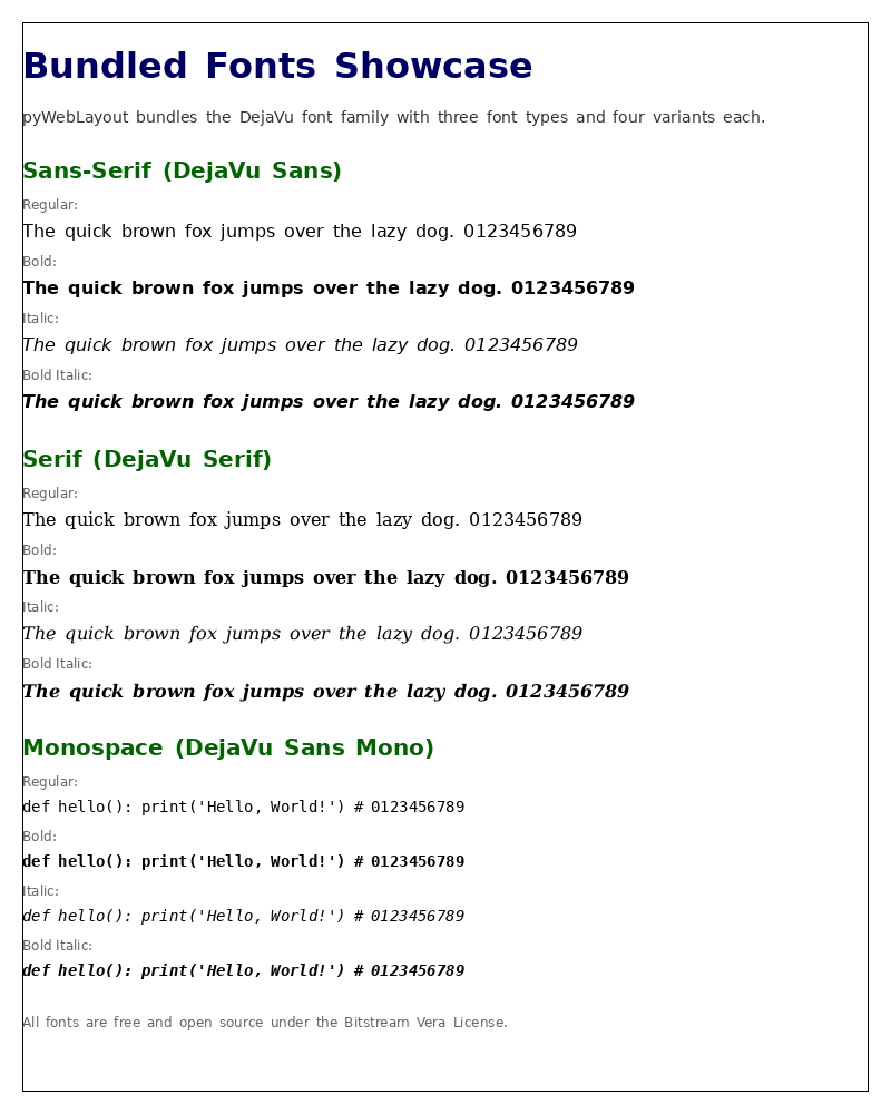 Bundled Fonts Example